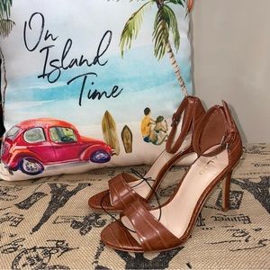 Aldo NWOB! Brown Print Open Toe Ankle Strap Pump Size 5.5